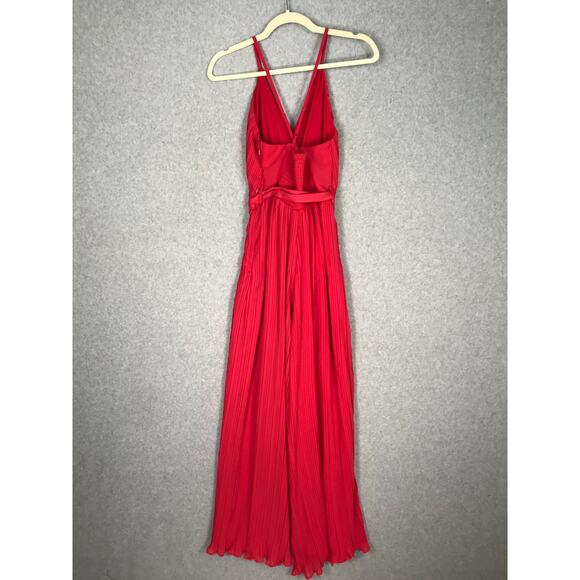 Beyond Words Jumpsuit Womens XS Red Wrap Pleated Belt Resort Flowy Coastal Rodeo - Picture 8 of 11